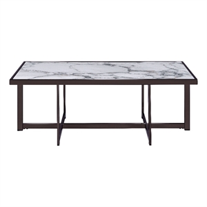 Pemberly Row Contemporary Sintered Stone Cocktail Table in White