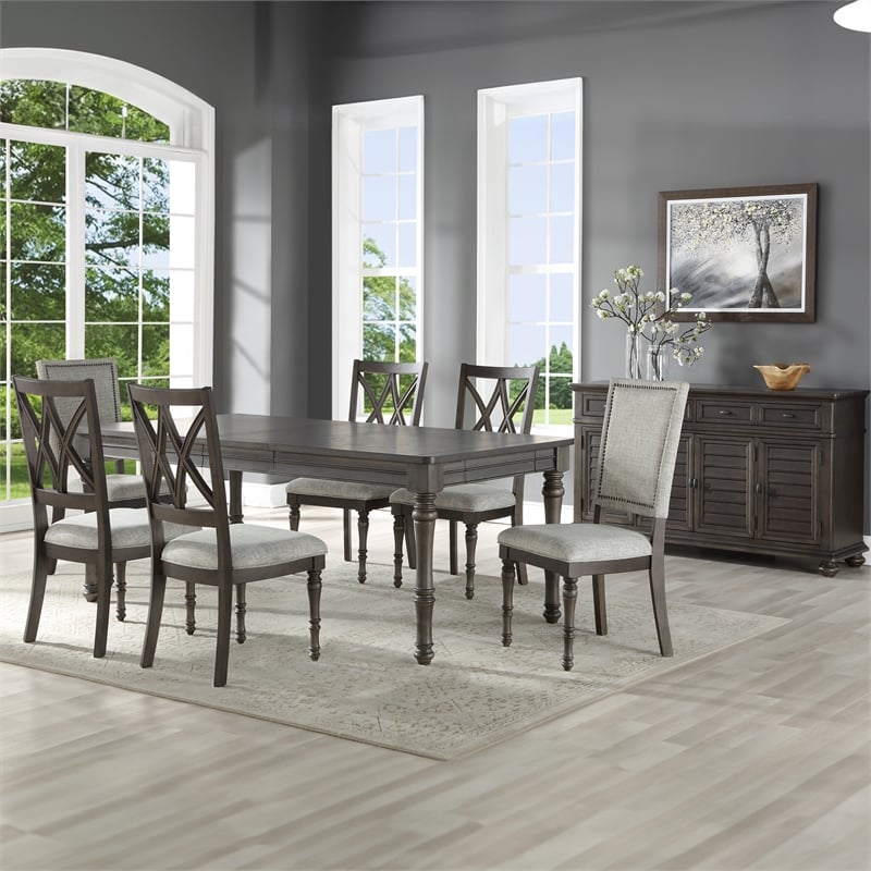 Pemberly Row Contemporary 8-piece Complete Dining Set in Gray