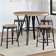Pemberly Row Contemporary 5-Piece Counter Dining Set in Brown/Black