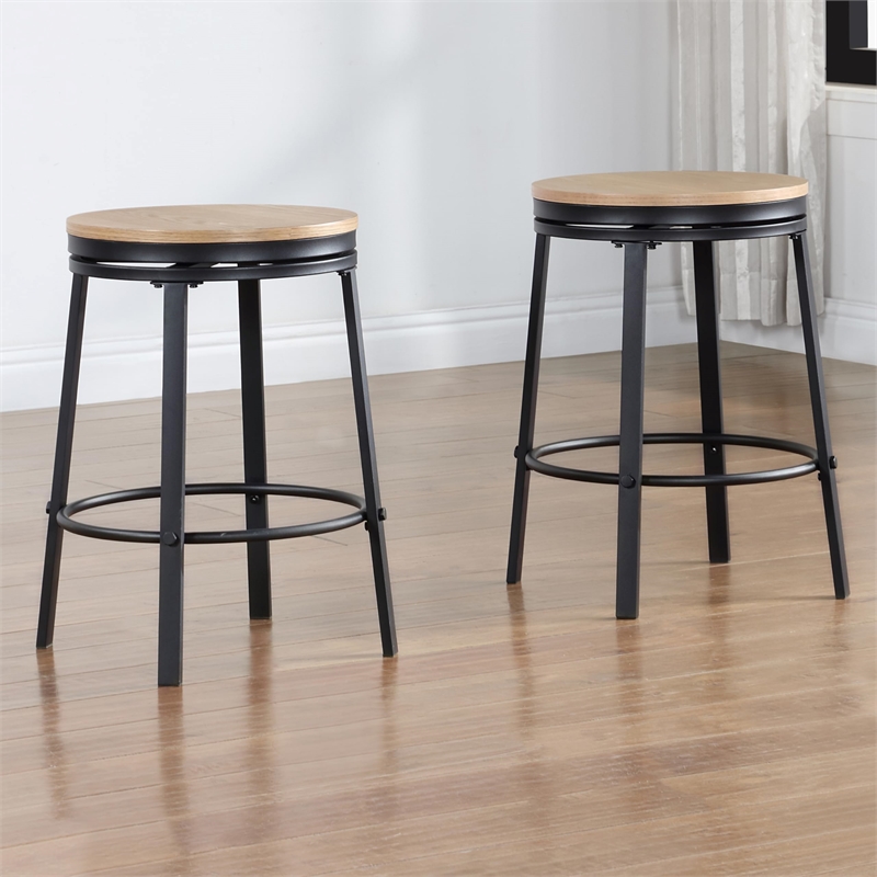 Pemberly Row Contemporary 5-Piece Counter Dining Set in Brown/Black