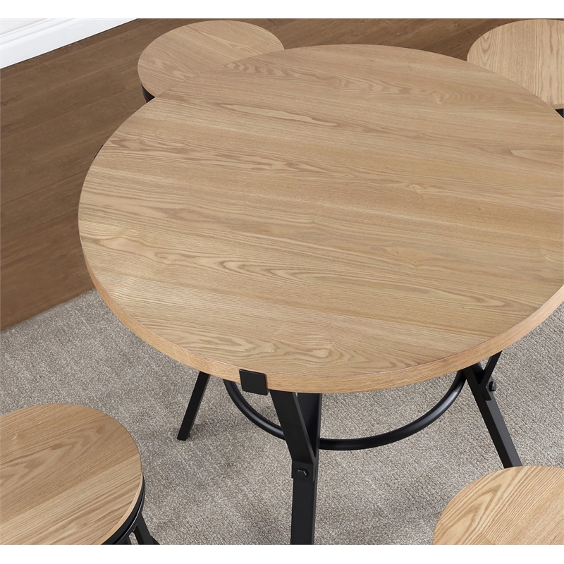 Pemberly Row Contemporary 5-Piece Counter Dining Set in Brown/Black