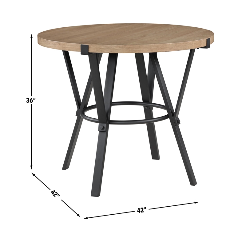 Pemberly Row Contemporary 5-Piece Counter Dining Set in Brown/Black