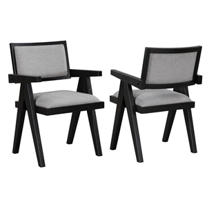 Pemberly Row Polyester Fabric Contemporary Black Arm Chair in Gray
