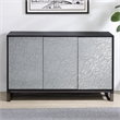 Pemberly Row Contemporary 3-Door Sideboard with Pattern Mirror