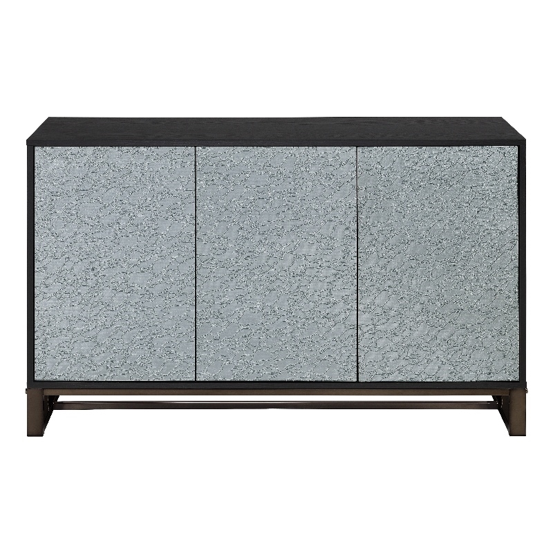 Pemberly Row Contemporary 3-Door Sideboard with Pattern Mirror