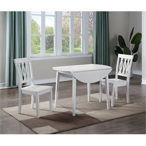 Pemberly Row Contemporary 3-piece Drop Leaf Dining Set in White