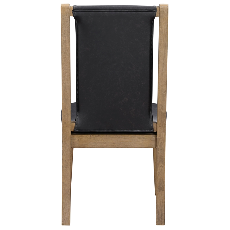 Pemberly Row Faux Leather Seating Contemporary Brown Side Chair in Black