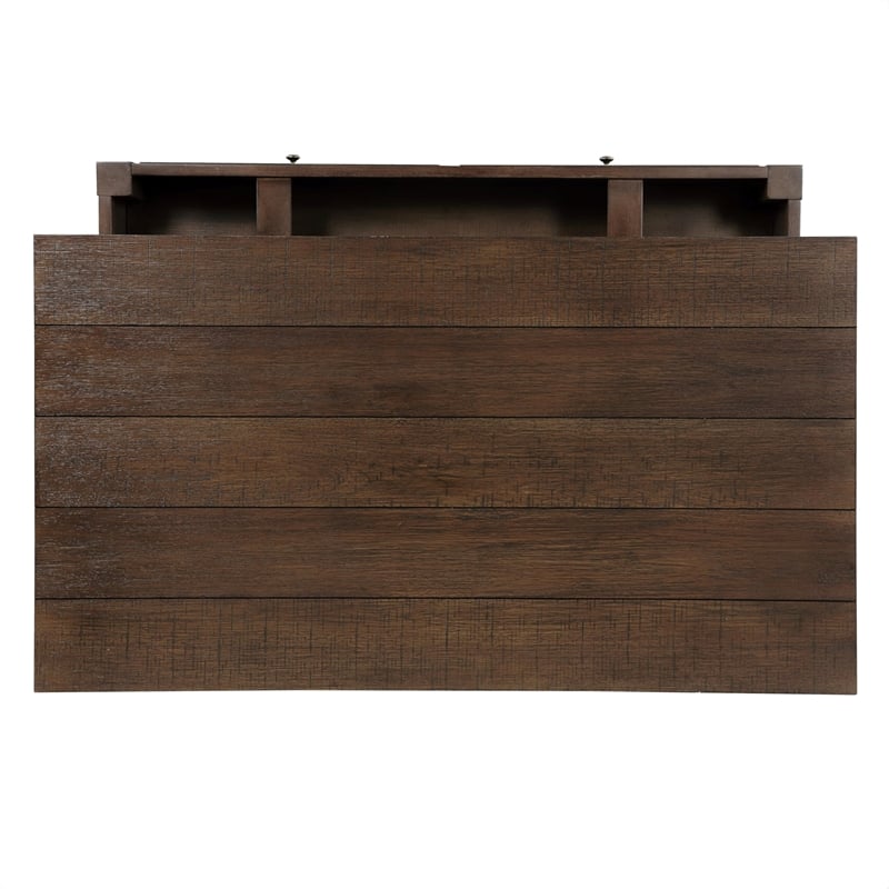 Pemberly Row Contemporary Lift-Top Cocktail Table with Casters in Brown