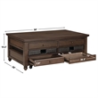 Pemberly Row Contemporary Lift-Top Cocktail Table with Casters in Brown