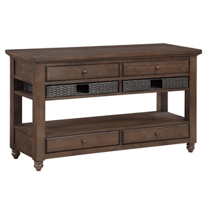 Pemberly Row Engineered Wood Contemporary Sofa Table in Brown