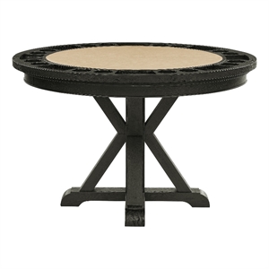 Pemberly Row Contemporary Dining Table with Game Top in Black and Sand