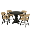 Pemberly Row Counter Table & 4 Swivel Counter Chairs Black Finish/Sand