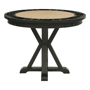 Pemberly Row Contemporary Counter Table with Game Top in Black and Sand