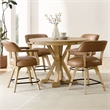 Pemberly Row Counter Table & 4 Swivel Counter Chairs Natural Finish