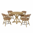 Pemberly Row Counter Table & 4 Swivel Counter Chairs Natural Finish