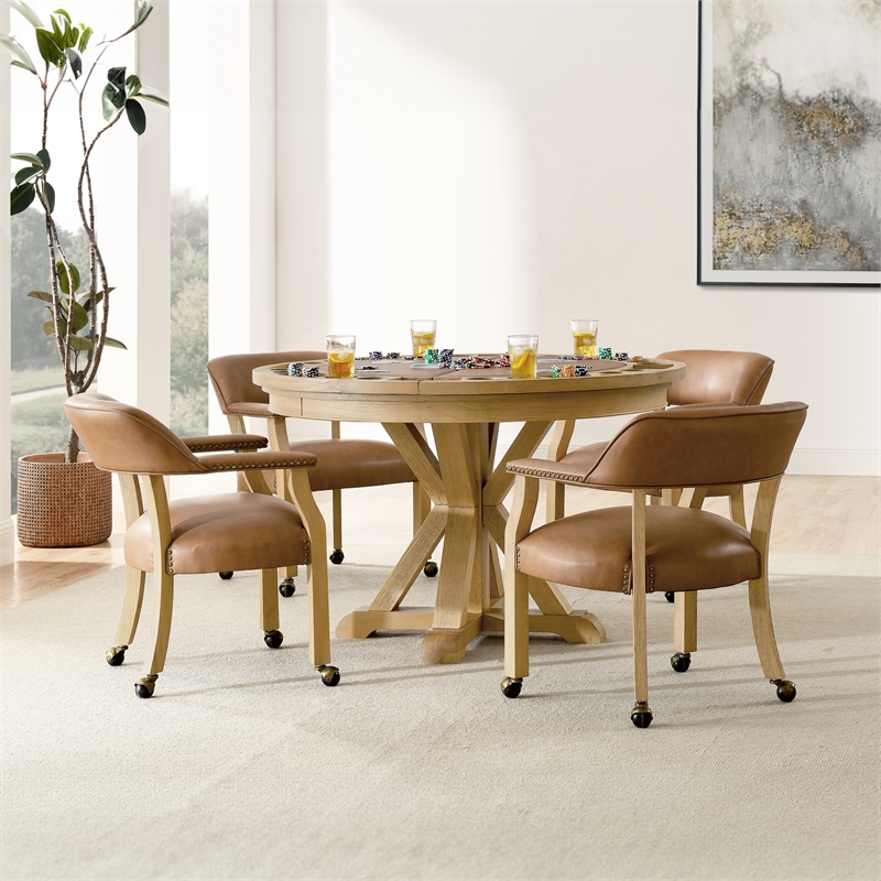 Pemberly Row Contemporary Counter Table with Game Top in Natural Finish