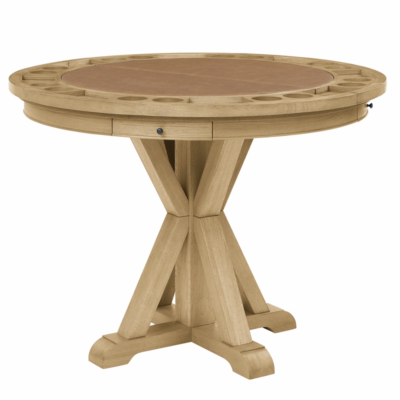 Pemberly Row Contemporary Counter Table with Game Top in Natural Finish