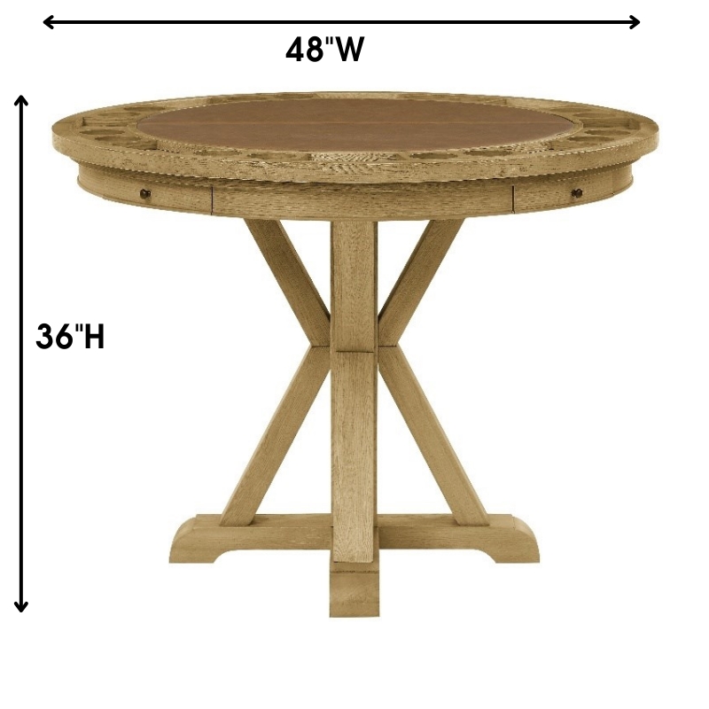 Pemberly Row Contemporary Counter Table with Game Top in Natural Finish