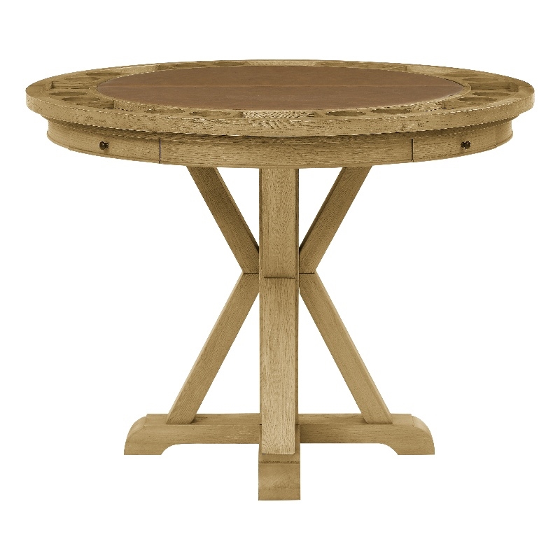 Pemberly Row Contemporary Counter Table with Game Top in Natural Finish