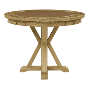 Pemberly Row Contemporary Counter Table with Game Top in Natural Finish