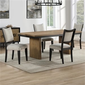 Pemberly Row Contemporary 5-Piece 80-96-inch Dining Table Set in Brown