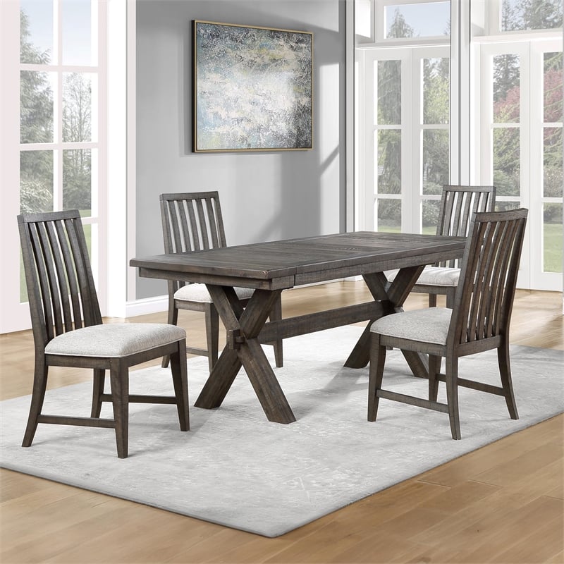 Pemberly Row 5-Piece Dining Set (Dining Table & 4 Side Chairs) in Black