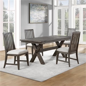 Pemberly Row 5-Piece Dining Set (Dining Table & 4 Side Chairs) in Black