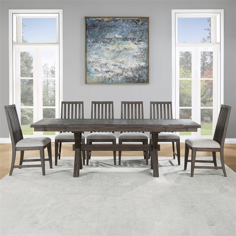 Pemberly Row 9-Piece Dining Set (Dining Table & 8 Side Chairs) in Black