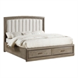 Pemberly Row Polyester Fabric Contemporary King Storage Bed in Gray