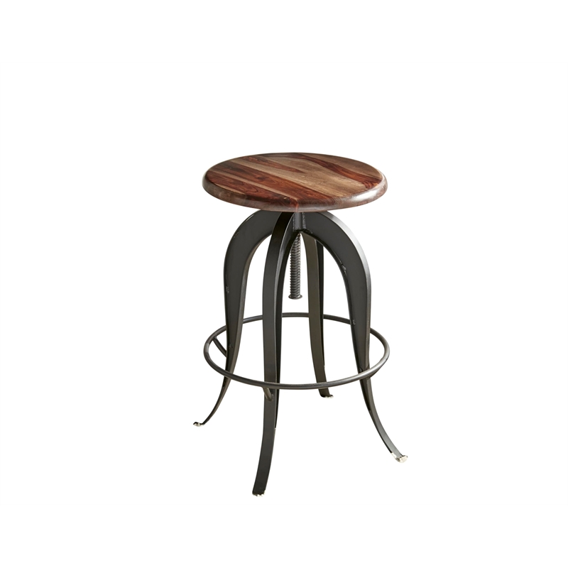 Pemberly Row Contemporary Adjustable 3-piece Pub Table Set in Brown