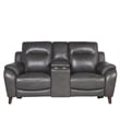 Pemberly Row Engineered Wood Contemporary Power Console Loveseat in Brown