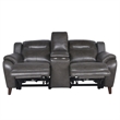 Pemberly Row Engineered Wood Contemporary Power Console Loveseat in Brown