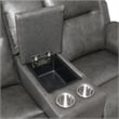 Pemberly Row Engineered Wood Contemporary Power Console Loveseat in Brown