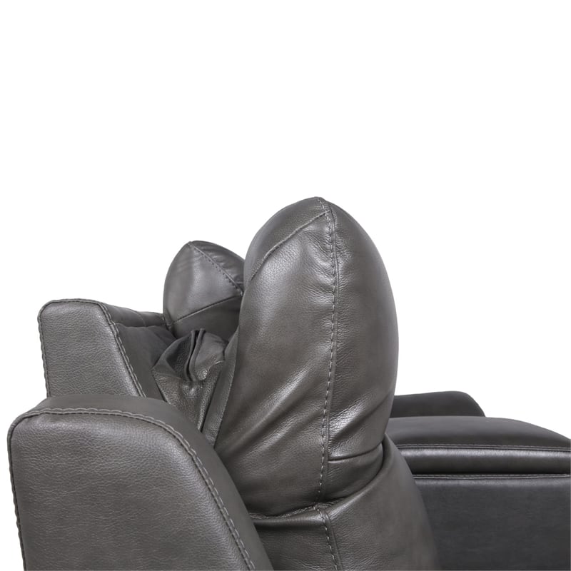 Pemberly Row Engineered Wood Contemporary Power Console Loveseat in Brown
