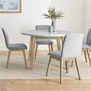 Pemberly Row Contemporary 5-Piece 48&quot Round White Marble Dining Set