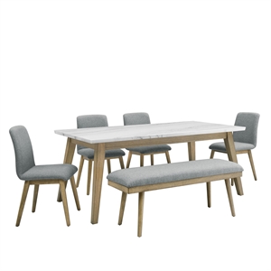 Pemberly Row Contemporary 6 piece Complete Dining Set in Brown/Gray