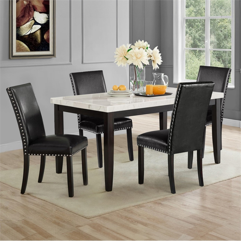 Pemberly Row Engineered Wood Contemporary 6-piece Dining set in Black