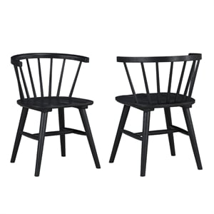 Pemberly Row Modern / Contemporary Solid Wood Dining Chair in Black