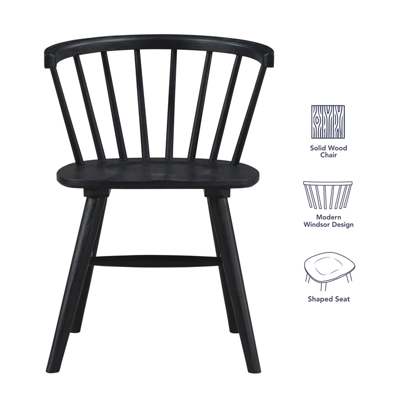 Pemberly Row Modern / Contemporary Solid Wood Dining Chair in Black