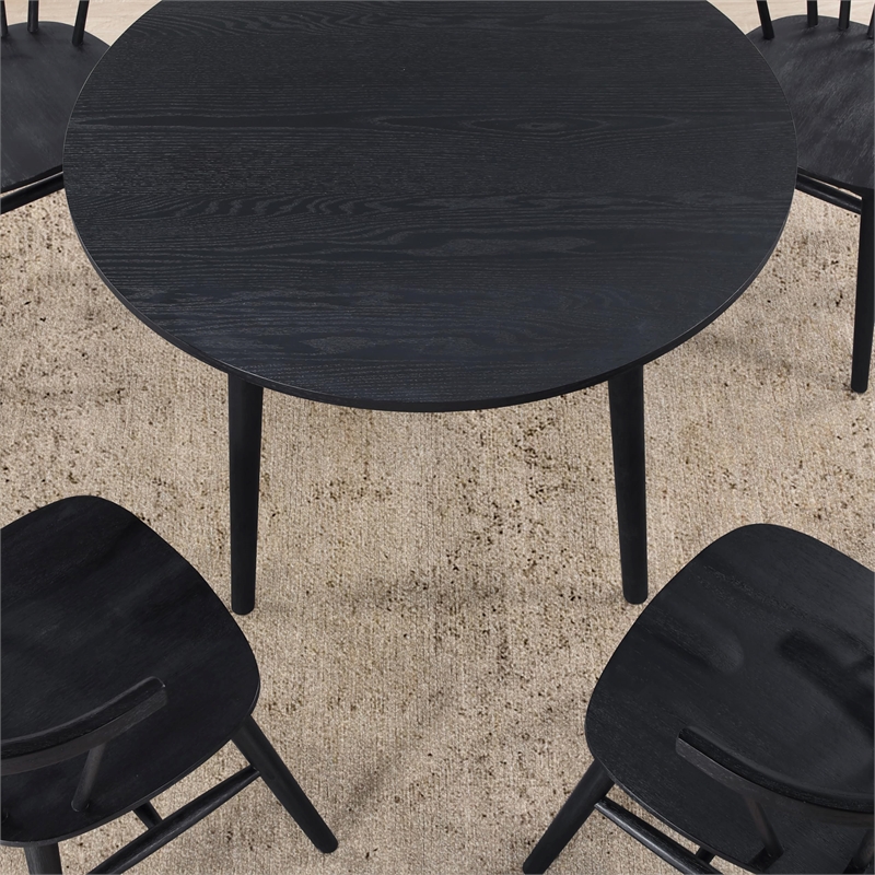 Pemberly Row Engineered Wood Modern / Contemporary Black Round Table