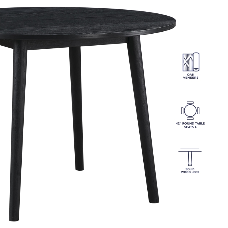 Pemberly Row Engineered Wood Modern / Contemporary Black Round Table