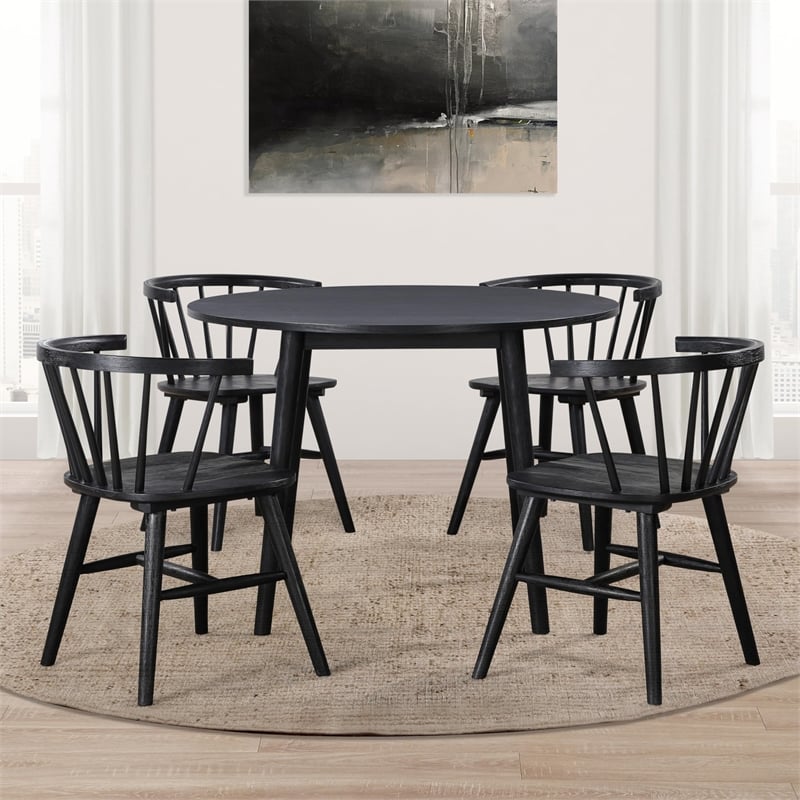 Pemberly Row Engineered Wood Modern / Contemporary Black Round Table