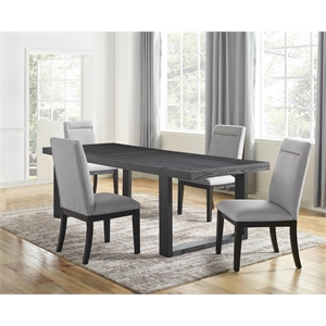 Pemberly Row Contemporary Black Dining Table With 4 Gray Chairs