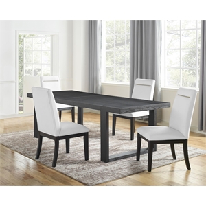 Pemberly Row Contemporary Black Dining Table With 4 White Chairs