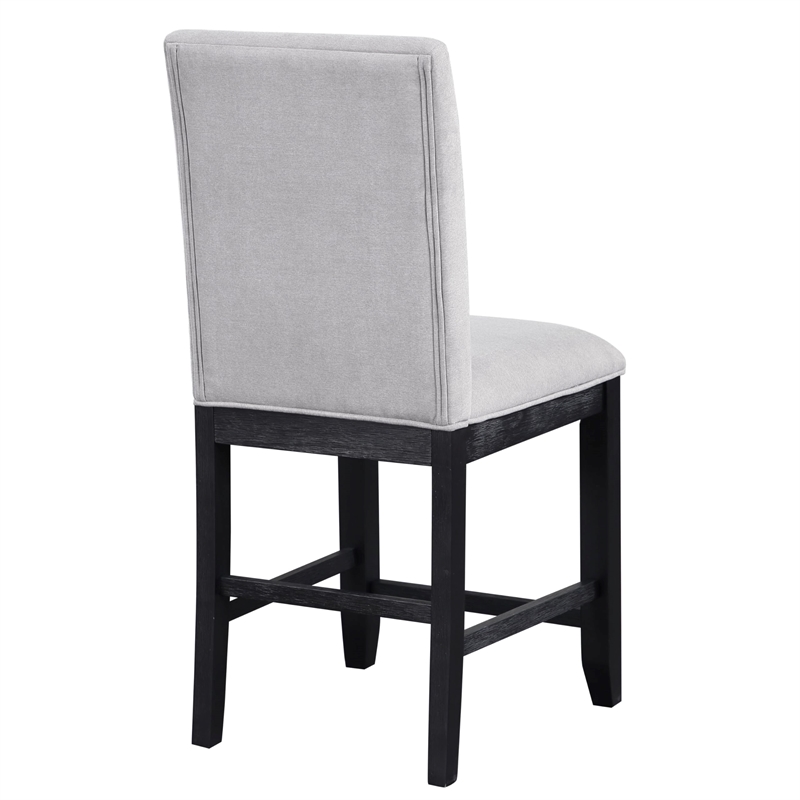 Pemberly Row Contemporary Black Counter Table With 8 Gray Counter Chairs