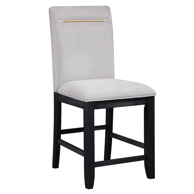 Pemberly Row Contemporary Black Counter Table With 4 Gray Counter Chairs