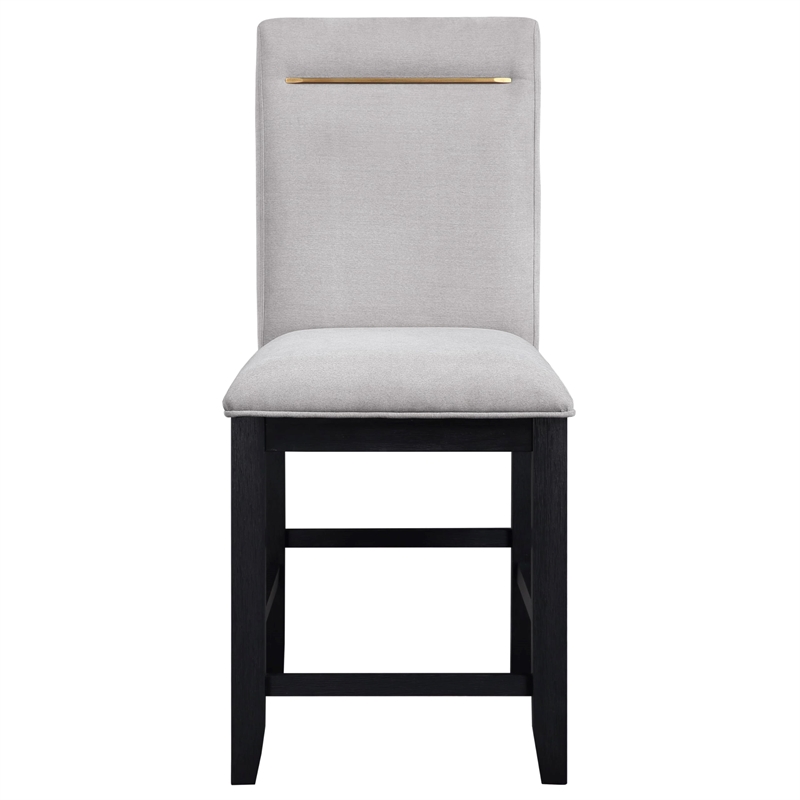 Pemberly Row Contemporary Black Counter Table With 4 Gray Counter Chairs