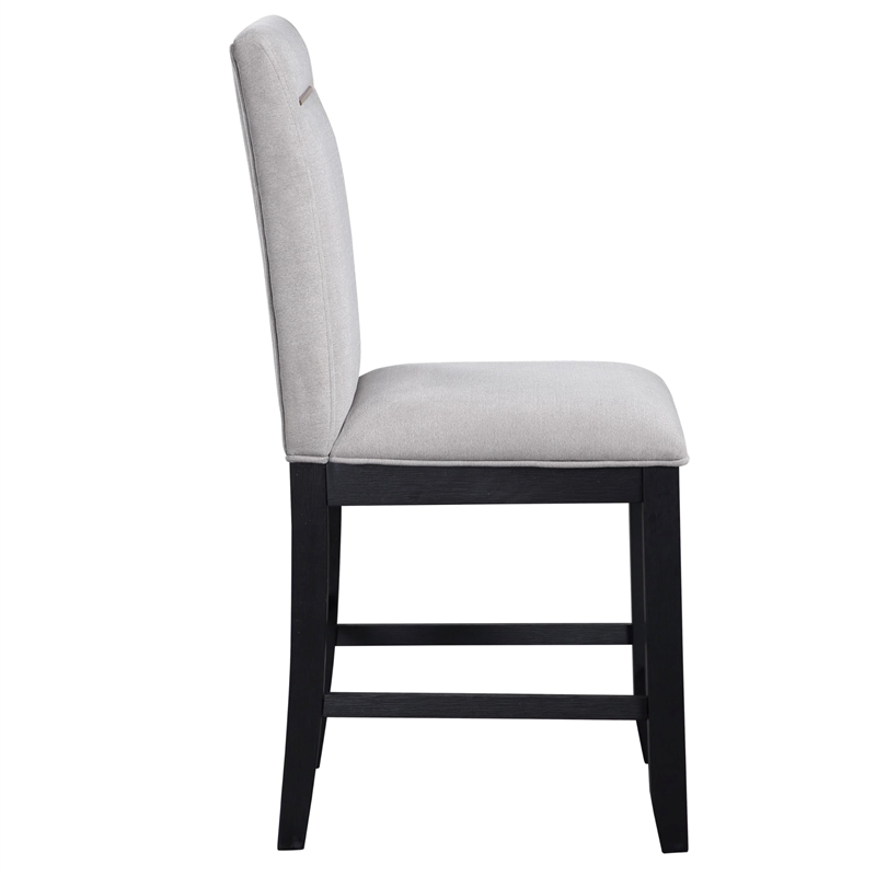 Pemberly Row Contemporary Black Counter Table With 4 Gray Counter Chairs
