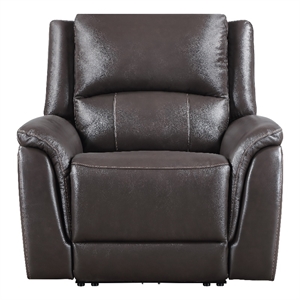 Pemberly Row Faux Leather Contemporary Power Recliner in Chocolate