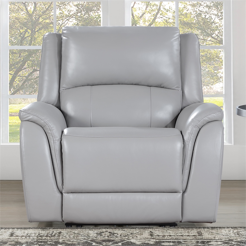 Pemberly Row Faux Leather Contemporary Power Recliner in Gray